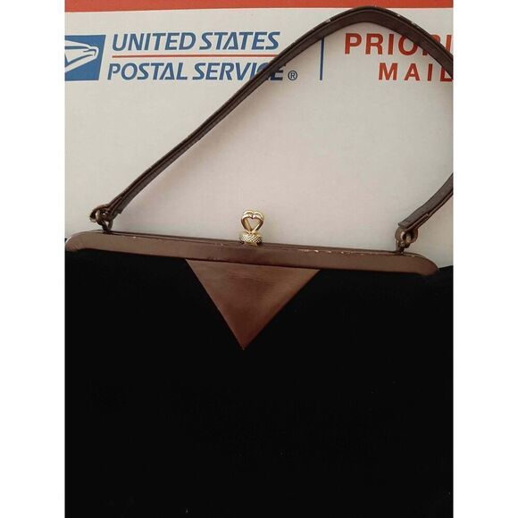 Vintage Melbourne Bags Black Velvet Frame Purse Bag Handbag - Picture 2 of 10